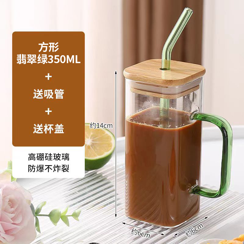Taza cuadrada de vidrio con alto contenido de borosilicato, taza de sorbente de jugo de alto valor, taza de té para el hogar, taza de leche transparente al por mayor