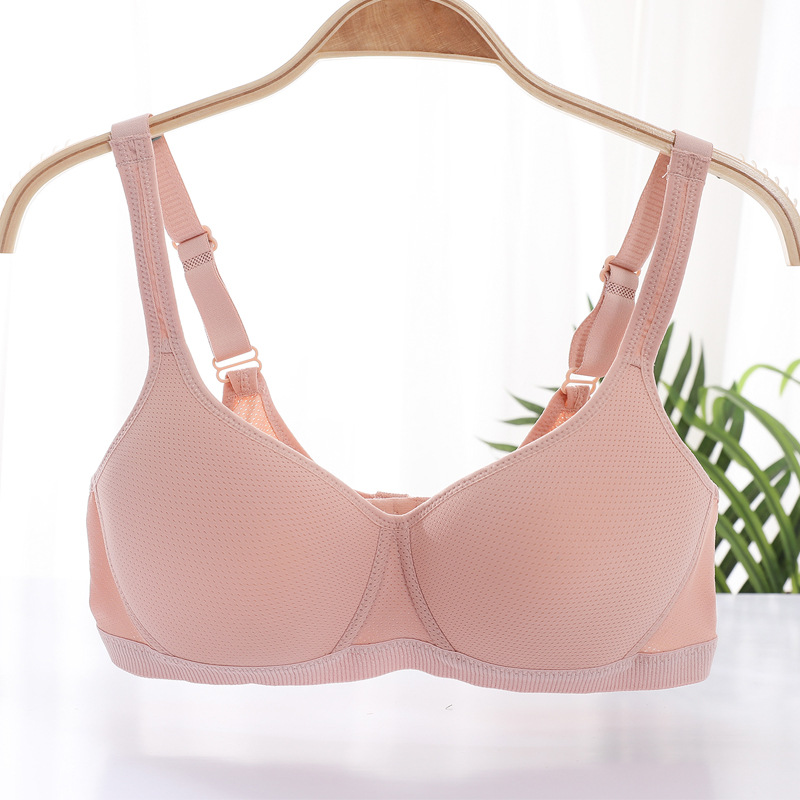 Fábrica de stock sin anillo de acero ligero delgado y transpirable sin ropa interior esponja, gran pecho pequeño sujetador anti-caída