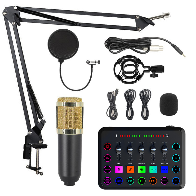 Micrófono BM800 con tarjeta de sonido V8S | Set completo para grabación, streaming y podcast