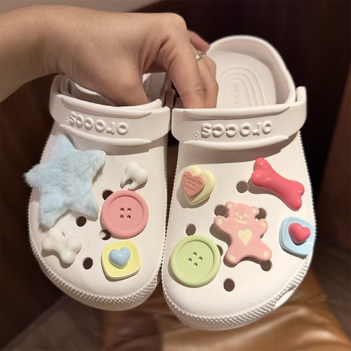 Red Book Dopamine Hole Shoes Flower Shoes Decorative Button Accessory DIY Cute Candy Color Fuzzy Five-Star Buttons