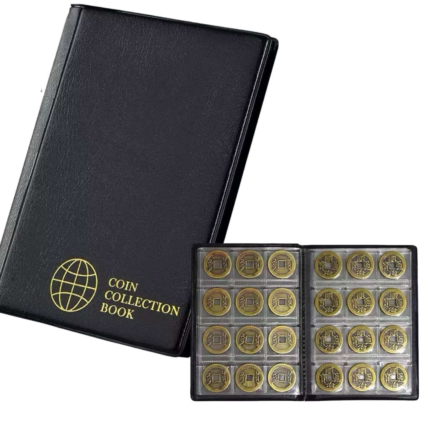120格钱币收藏册防氧化60格纪念币定位册透明PVC内页古铜币收纳册