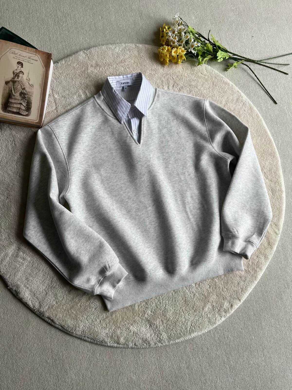 Falsa camisa polo de cuello V camisa a cuadros de hombre empalmado viejo estilo de dinero coreano otoño invierno fábrica transfronteriza al por mayor