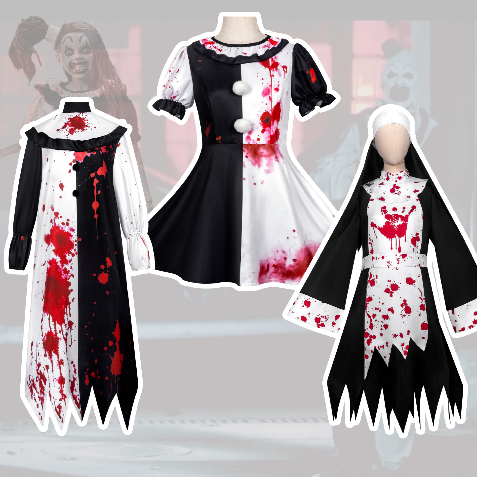 万圣节恐怖血腥小丑惊魂服装 修女装成人派对狂欢cos服饰演出服
