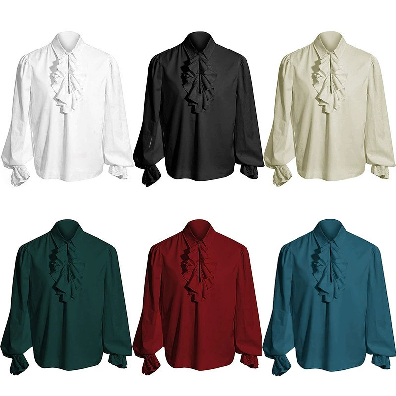 Man Tianyu Внешняя торговля новый европейский код мужская рубашка с длинными рукавами, стимпанк с оборками, средневековый костюм Хэллоуина
