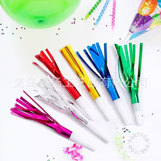 彩色生日噪音器生日流苏尖叫口哨儿童节生日派对气氛工具批发