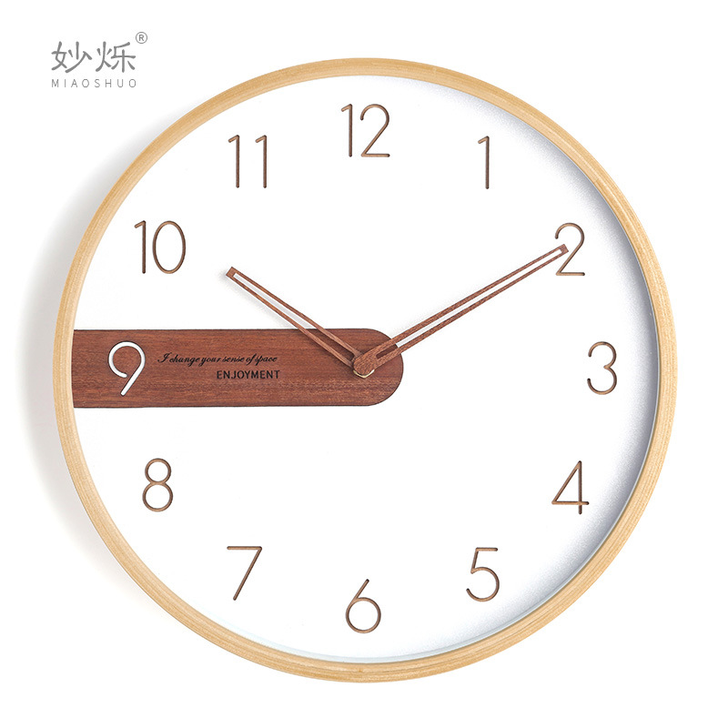 Reloj de pared de madera estilo nórdico - Diseño simple y atmosférico - Para sala de estar y dormitorio - Decoración trendy para Instagram