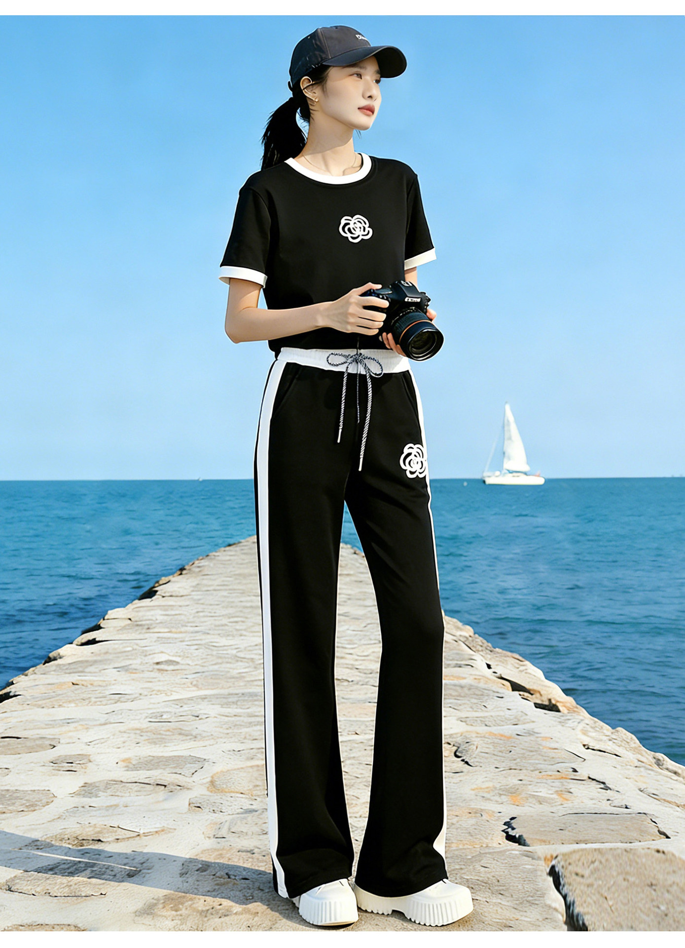 Women's Clothing Camellia Themed Petite Women's Two Piece Set Slimming Sporty Casual Summer Outfit Inspired Sophisticated_ecoleips.com