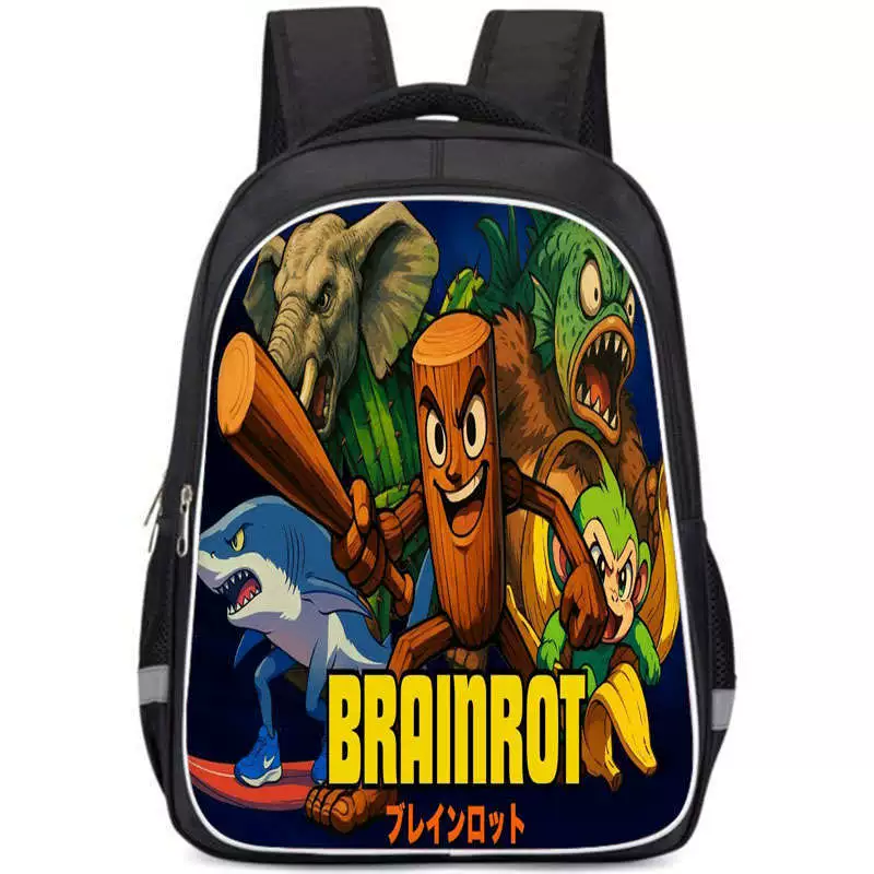 Деревянный рюкзак-карандаш БЛОКНОТ с принтом Brainrot, школьный рюкзак TRALALERO большой вместимости, школьник