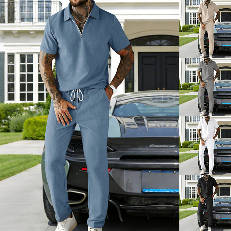 Set polo e pantaloni in velluto a coste per uomo estate_voghion.com