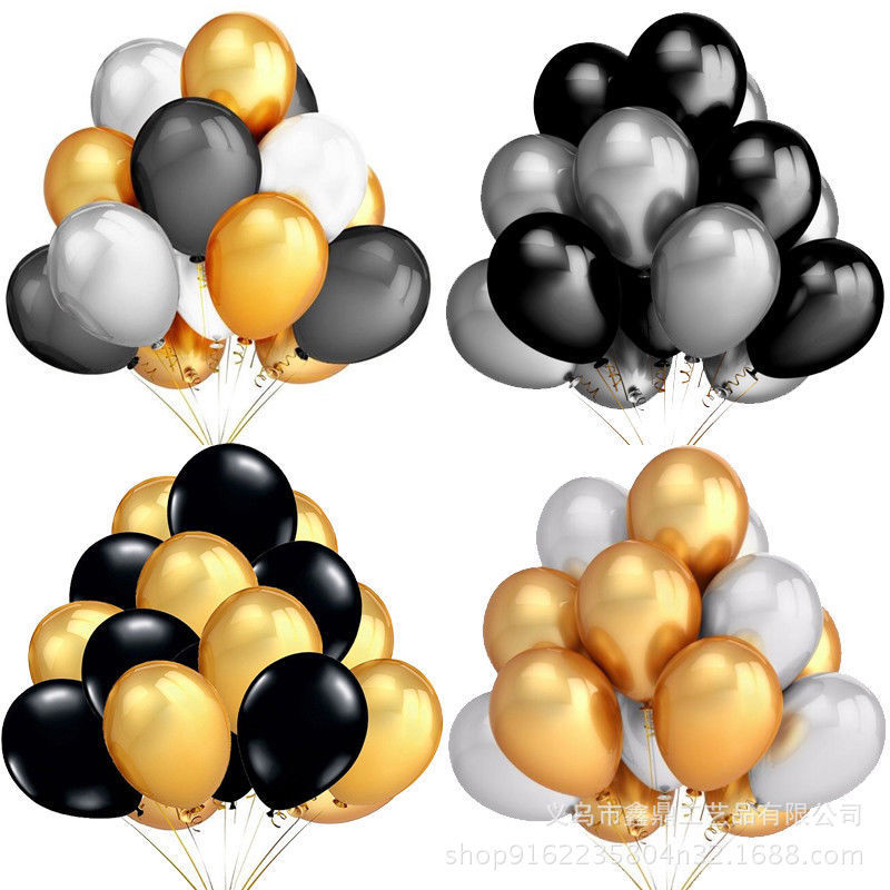 Cross-border 12-inch thick rose gold black gold balloon set of 12 for wedding birthday party decoration latex balloons