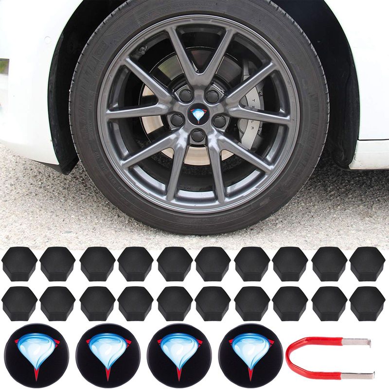 テスラモデル 3/X/S ホイールハブキャップホイールハブキャップロゴカバーセンターカバーセット修正アクセサリーに適しています|undefined