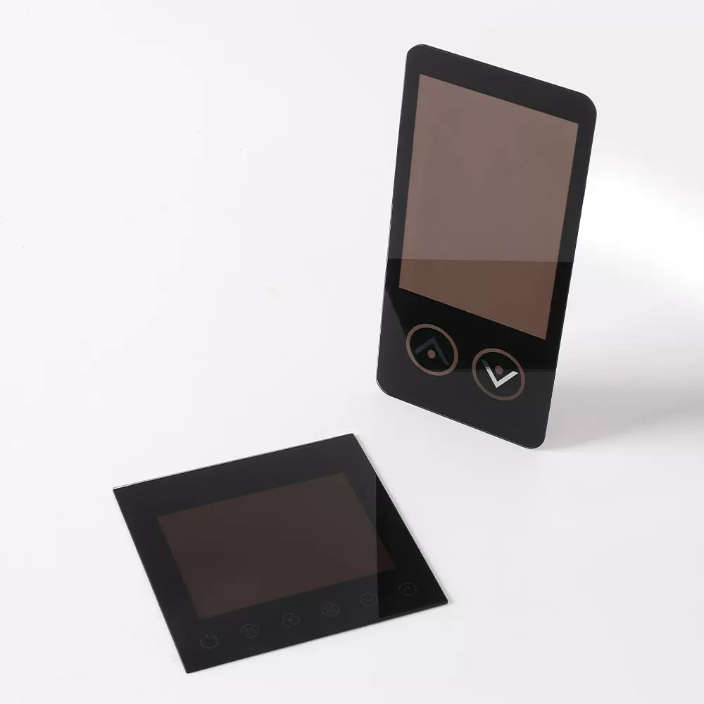 钢化玻璃厂家弧边丝印黑边半透黑视窗透光黑显示屏窗口高透触摸