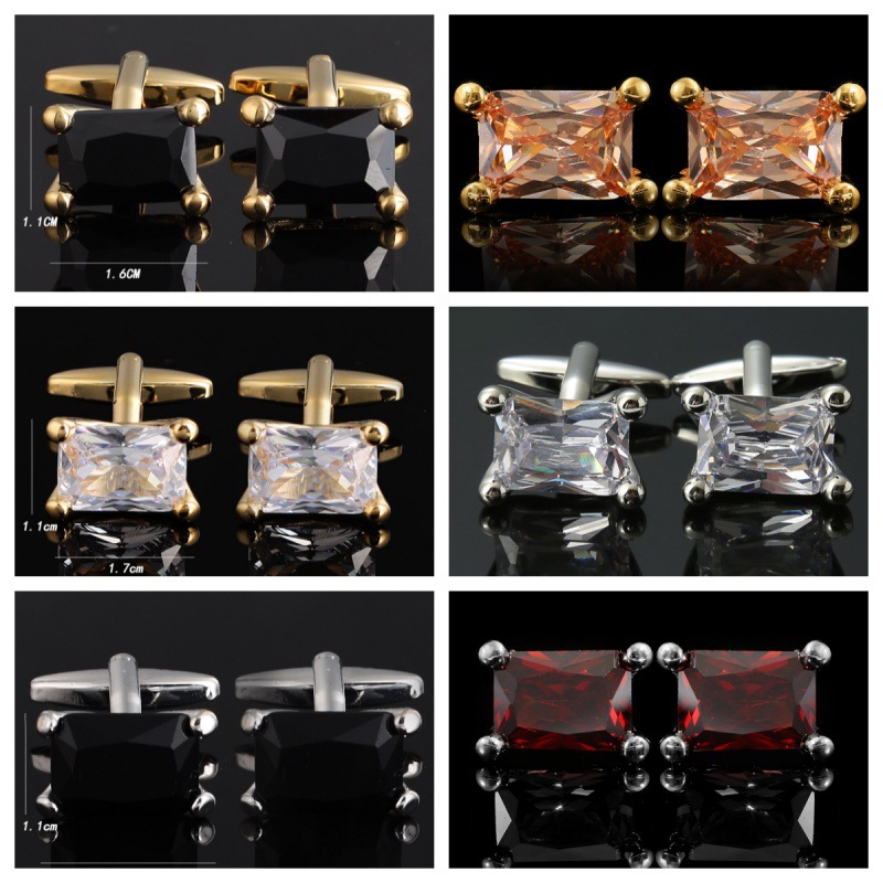 Men's and Women's Rectangular Crystal French Shirt Cuff Fashion Personalized Red Crystal Men's Cufflinks Gift Fashion