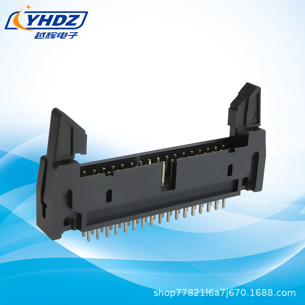 2.54间距插板式牛角头34P电脑连接器IDC简牛插头针座接插件端子