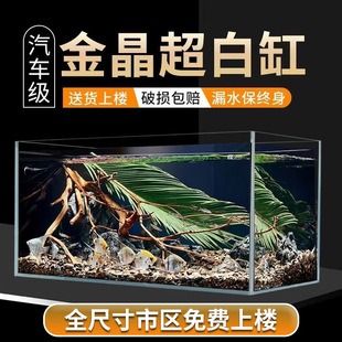 Ultra-Clear Fish Tank with Golden Crystal Five-Line Glass Stream, Ecological Aquatic Plants, Suitable for Living Room, Available in Large and Small Rectangular Sizes, Home Use, Visually Appealing and Durable