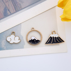 DIY Jewelry Accessories KC Gold Drip Alloy Fuji Mountain White Cloud Pendant Bracelet Earrings Material Hook