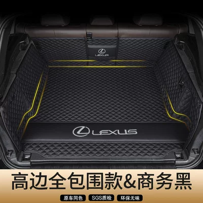 Trunk Mat: Rx350H/Rx270/Rx500H Trunk Mat - genuine-leather-business-black-high-rim-full-coverage-secure-fit-odor-free-lexus-rx-imported-2023-2026-model