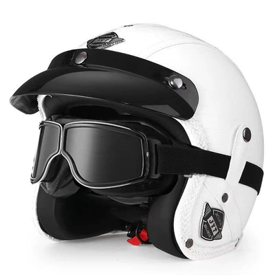 Motorcycle Safety Supplies – Helmet - 555-leather-helmet-white-square-retro-mirror-s