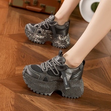 厚底老爹鞋女2025秋冬新款满钻时尚休闲鞋防滑百搭单鞋内增高女鞋