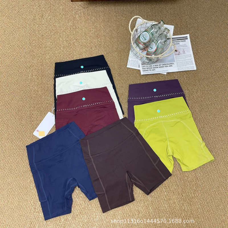 Lu's Yoga Cycling Shorts with High Waist Shaping, Non-Binding, Multi-Color, Versatile Polyester Loose Shorts for Fitness and Outdoor Wear
