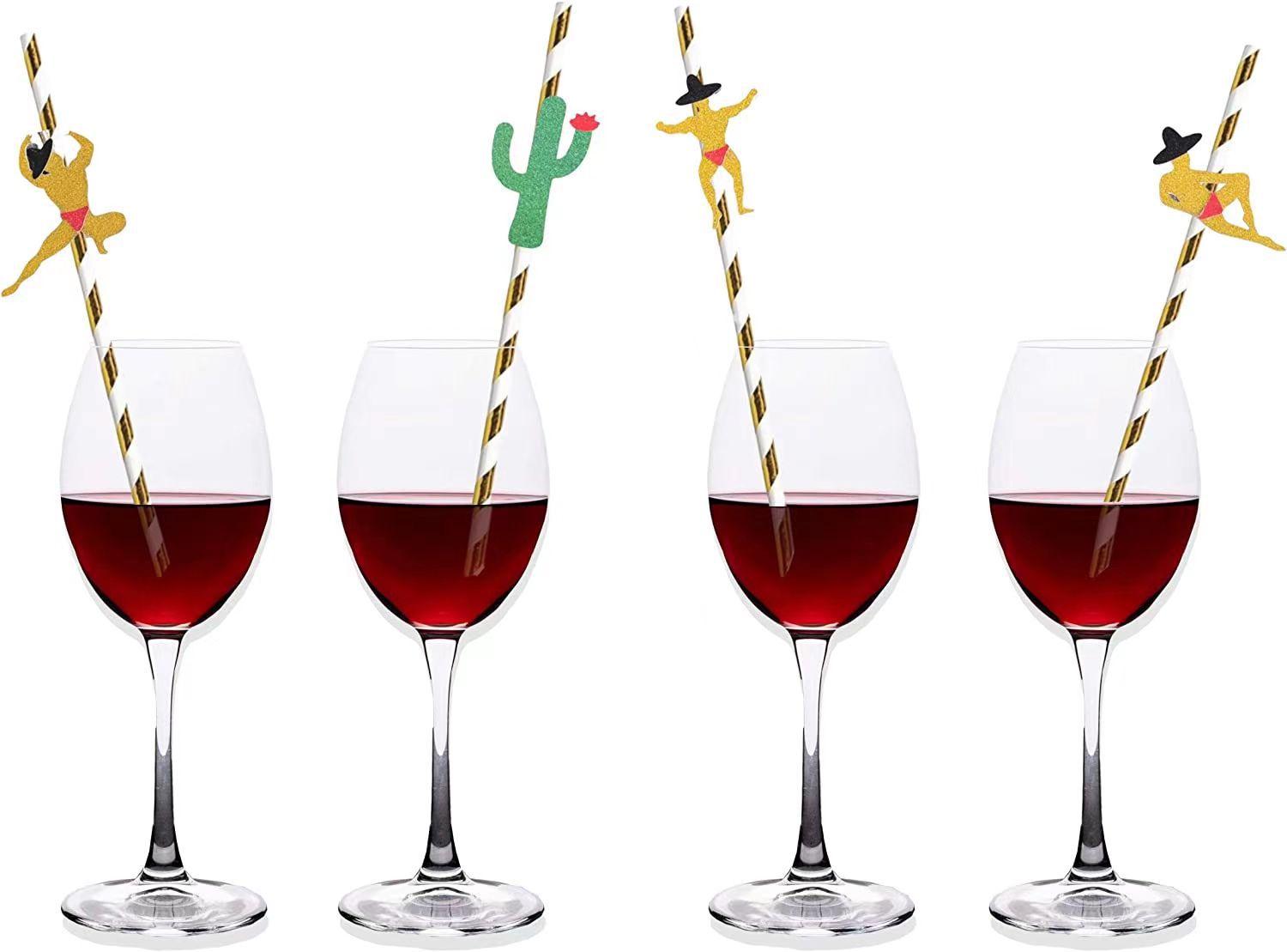 Paja de papel de la tarjeta del Festival Mexicano desechable degradable pastel de postre bar decoración del partido paja