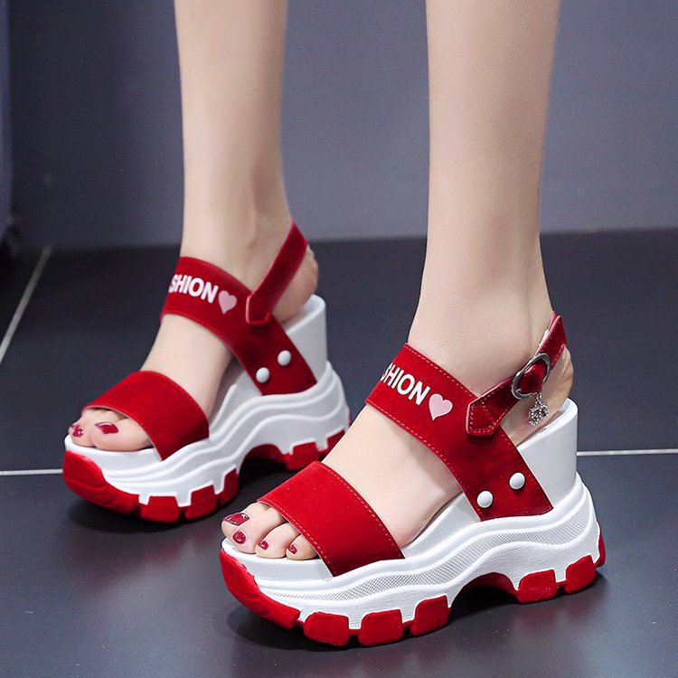 Wedge Sandals Women's Fairy Style Summer 2022 New Style Cyber Trouser Platform Thick Bottom Heels with High Height Wedge Sandals Women's Fairy Style Summer 2022 New Style Cyber Trouser Platform Thick Bottom Heels with High Height