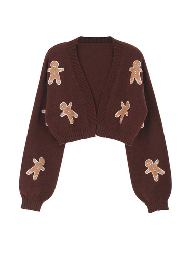Cross-border foreign trade Amazon TEMU source factory: Women's Knitted Sweater with Cookie-Pattern Design, Short Cardigan for Spring and Autumn