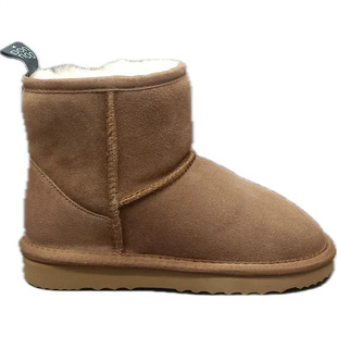 Snow Boots Genuine Leather Hair Children's Shoes Family Shoes 5854 Classic Short Tube fleece-lined Warm Cotton Shoes for Autumn and Winter