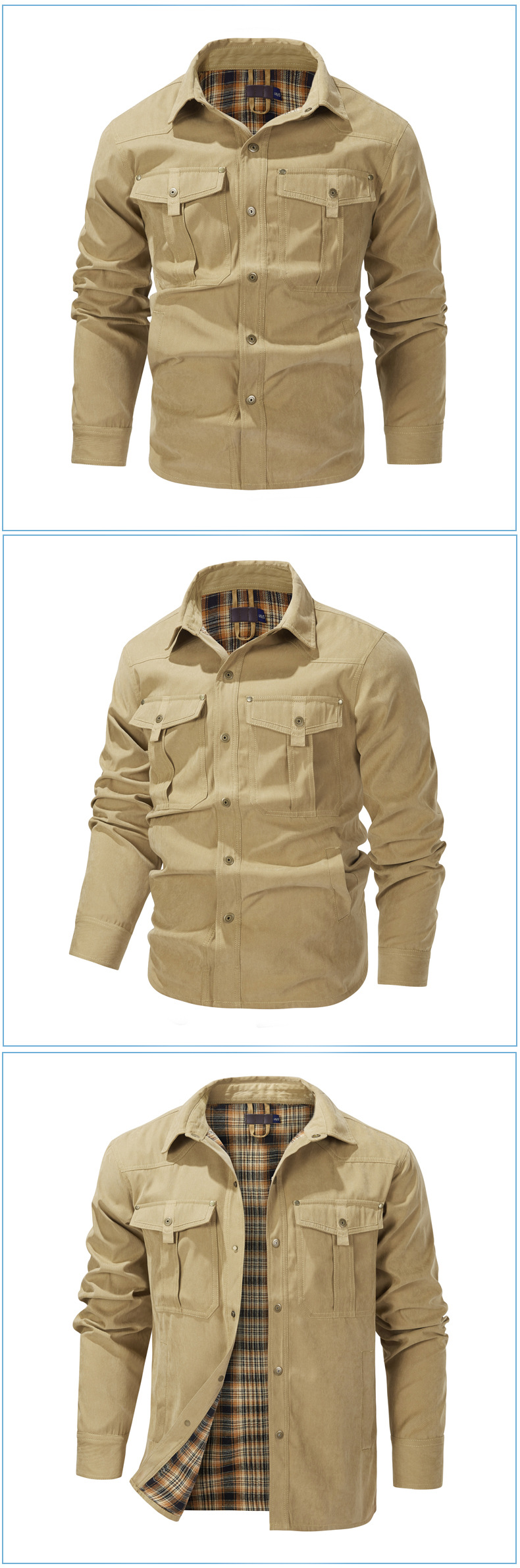 Giacca casual in stile western da uomo americano con risvolto largo in flanella scozzese_voghion.com