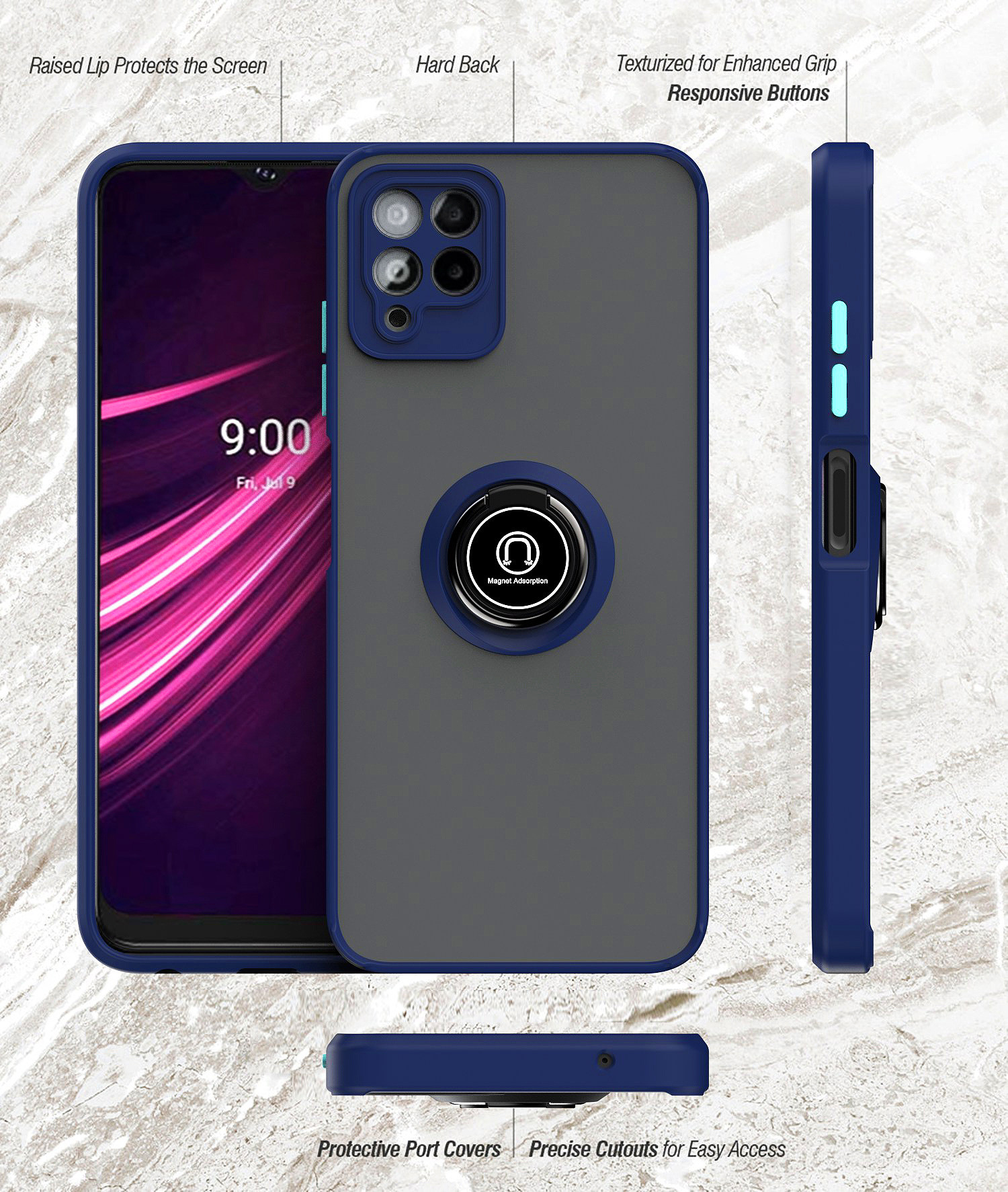 Sınır ötesi uygulanabilir T-Mobile Revvl7Pro cep telefonu kılıfı Qiying Revvl6 halka düşmeyi önleyici kapak Revvl V+