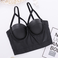 Cross-border hot selling PU leather camisole women's shaping bra AliExpress prom performance clothing disco tube top for women