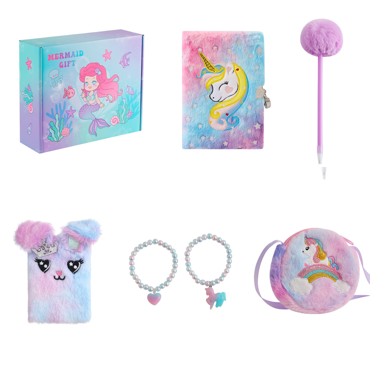 AMAZON OCEAN SERIES MERMAID 어린이용 선물 상자 학생용 학교용품 선물 노트북 세트 생일 선물 상자