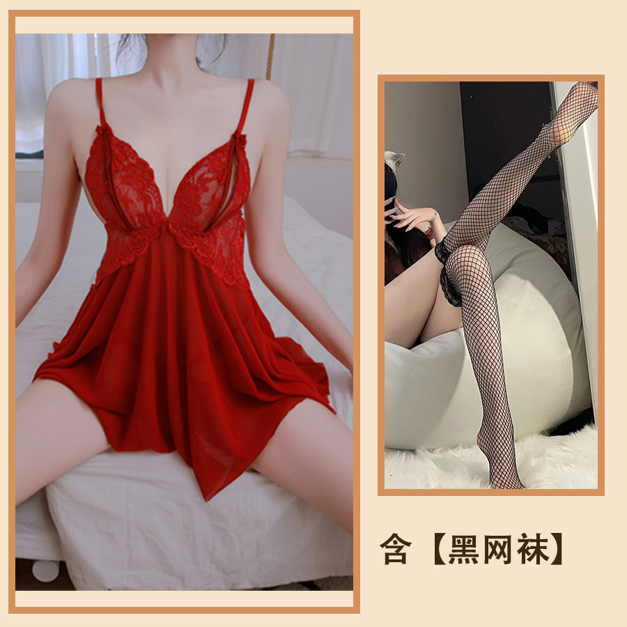버건디 + 블랙 망사스타킹