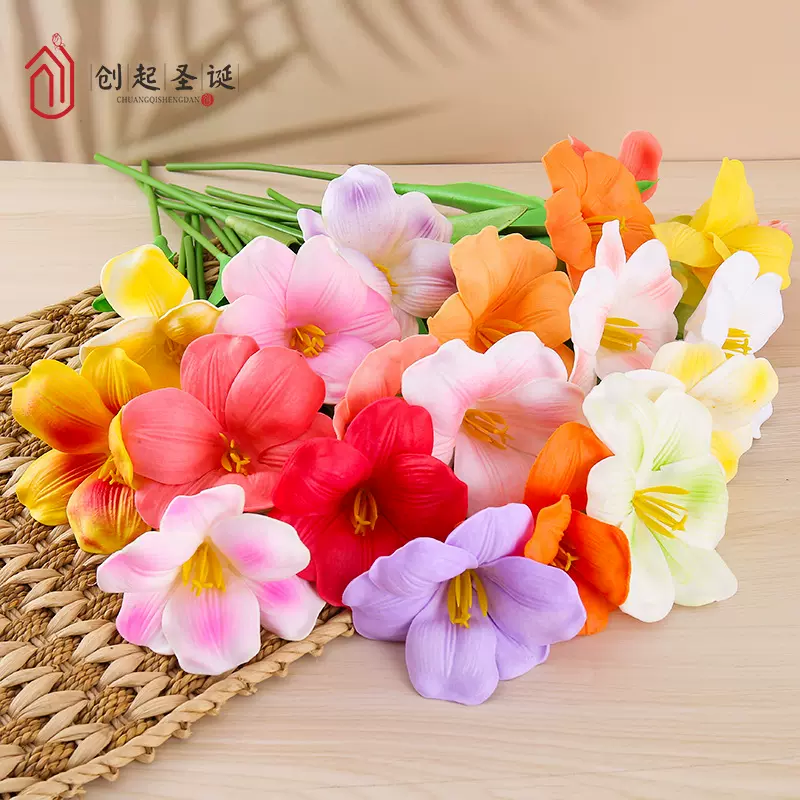 PU仿真郁金香开口笑布朗尼郁金香仿真花婚礼花束假花郁金香装饰