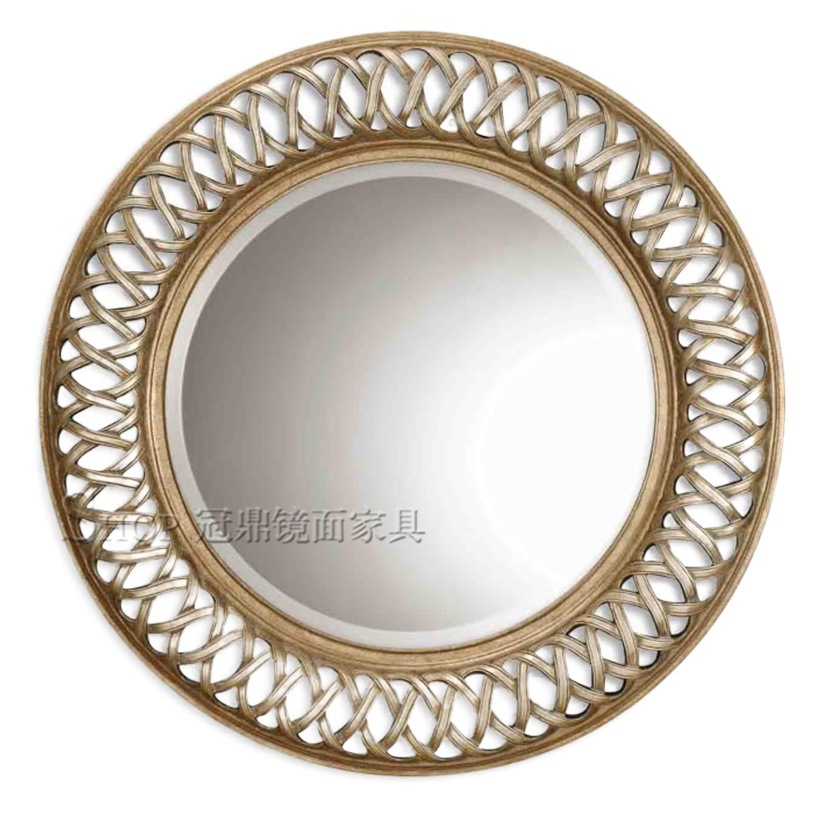 Espejo Decorativo Redondo de Pared de Madera Montado en Pared para Pasillo y Entrada
