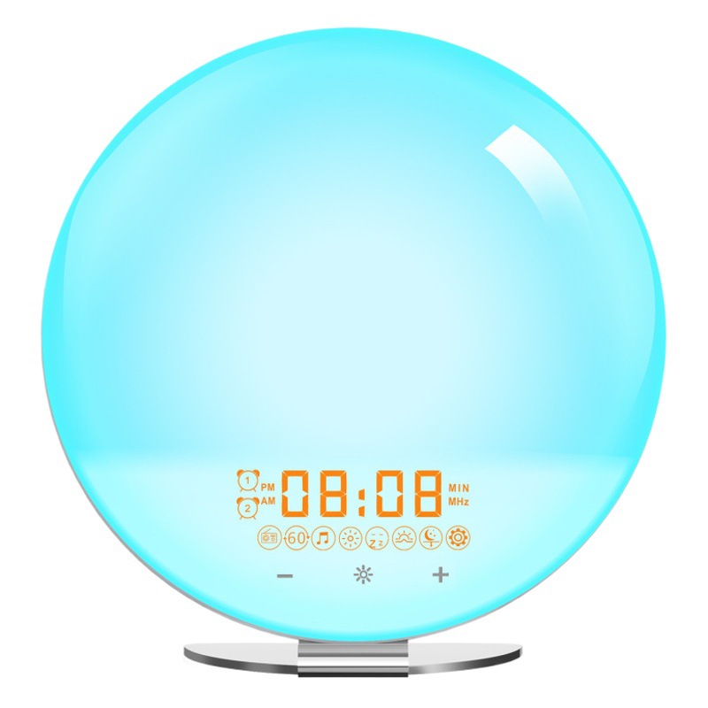 Creativo ronda amanecer despertador electrónico luz simulación puesta de sol blanco ruido hipnosis colorido atmósfera lámpara de noche