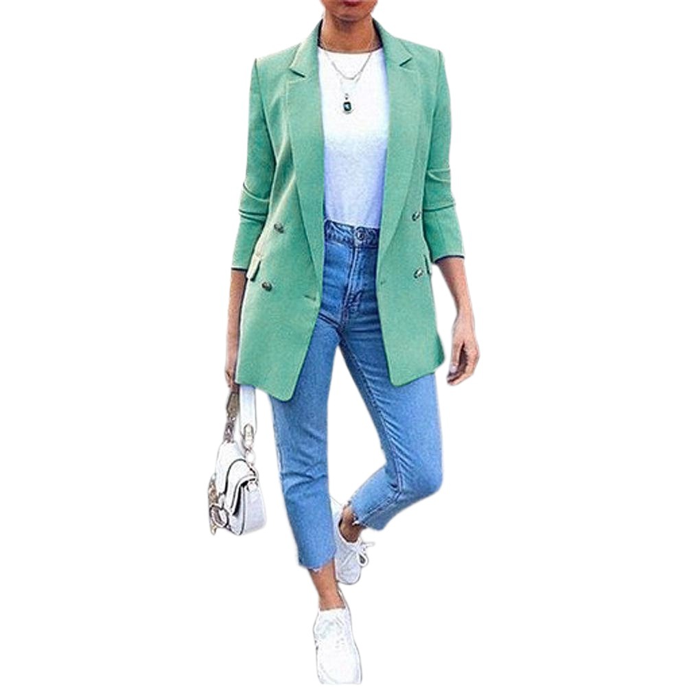 Saco Blazer Mediano para Mujer de Mezcla de Algodón para Oficina y Trabajo