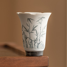 手绘石竹茶杯闻香杯家用个人杯陶瓷功夫茶具品茗杯中式主人杯单杯