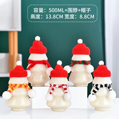 500ml使い捨てプラスチックボトルクリスマス哺乳瓶pet透明クリエイティブdiyジュース飲料ボトル装飾