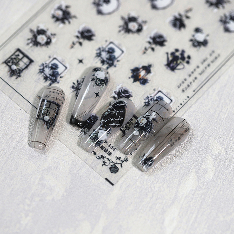 New Craft Dark Wind Frosted Nail Art Stickers Nail Art Stickers posrari Series CP-156 Dark Rose