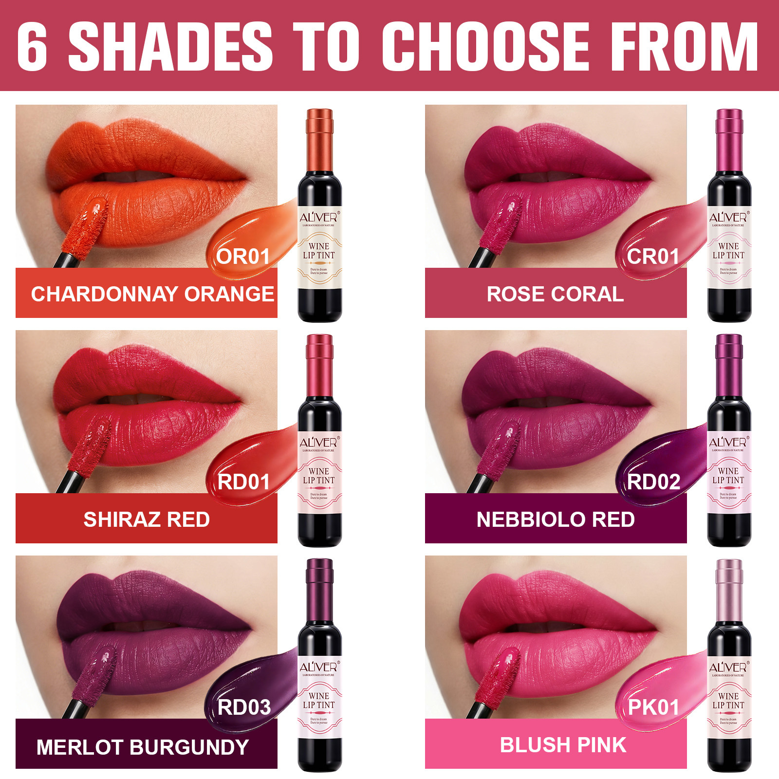 Cross-Border Foreign Trade Hot-Selling Product: Aliver First-Generation Wine Bottle Lip Gloss, Matte Finish, Long-Lasting Color, Non-Fading Lip Gloss