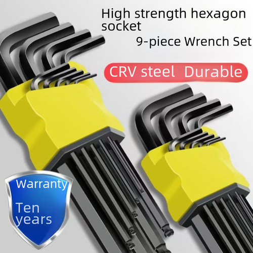 Factory Direct Sales High Hardness Alloy S2 Internal Hex Wrench Set, Six-Edge Multi-Function Boxed Screwdriver Set Tools