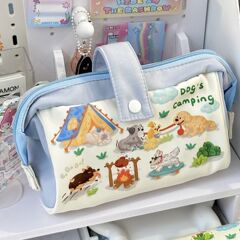 オリジナルキャンプ犬insネット赤高颜値女の子ペンバッグ可爱い文房具ケース収纳袋大容量文房具
