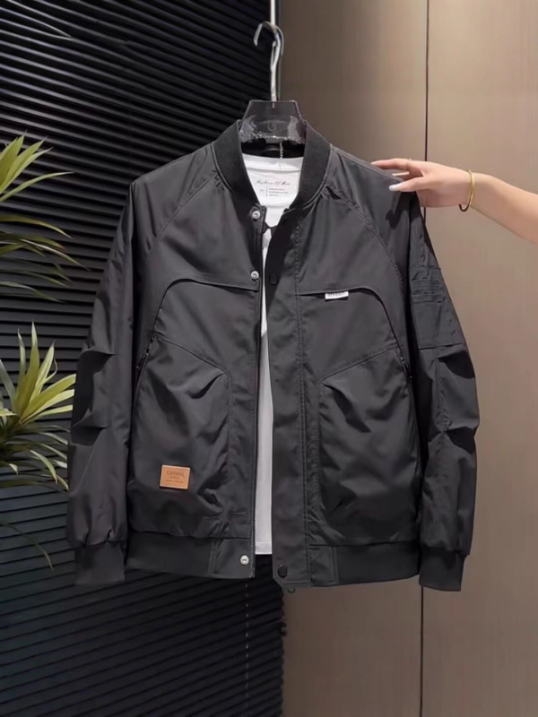 棒球服线条夹克男2025秋季潮牌工装男装美式复古宽松飞行员外套男|undefined