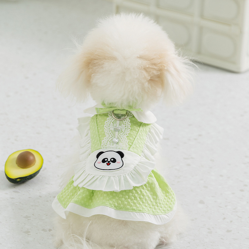 Vestido de sirvienta de estilo de dama de encaje de perro de primavera y verano, falda de gato de estilo princesa, ropa de perro para mascotas