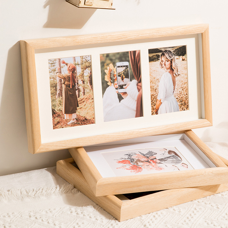 Solid Wood Photo Frame Set Table for Photo Washing Hollow Couple 6-inch 8 Wooden Photo Frame Combination Three-in-one Four-in-one Photo Album Frame Wall-Hanging Solid Wood Photo Frame Set Table for Photo Washing Hollow Couple 6-inch 8 Wooden Photo Frame Combination Three-in-one Four-in-one Photo Album Frame Wall-Hanging