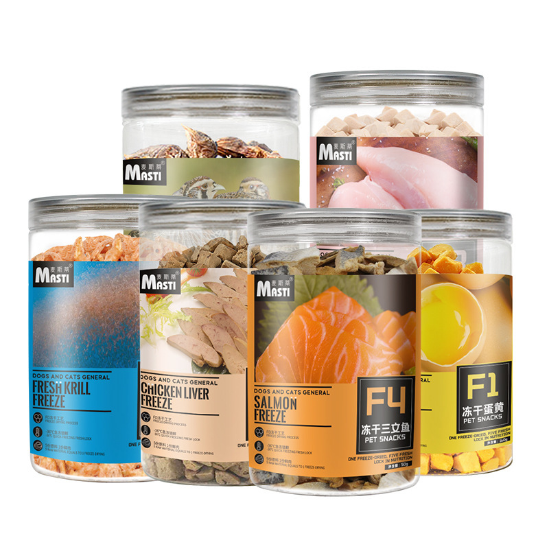 Bocadillos congelados para gatos granos de pollo mascotas pechuga de pollo nutrición codorilla pequeño pescado seco bocadillos para gatos alimentos para gatos jóvenes