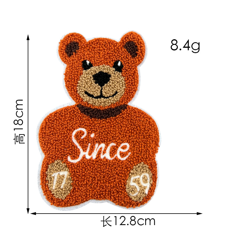 Toalla de oso de dibujos animados pegatinas de tela bordadas spot accesorios de ropa al por mayor ropa de oso abrigo parche de agujero