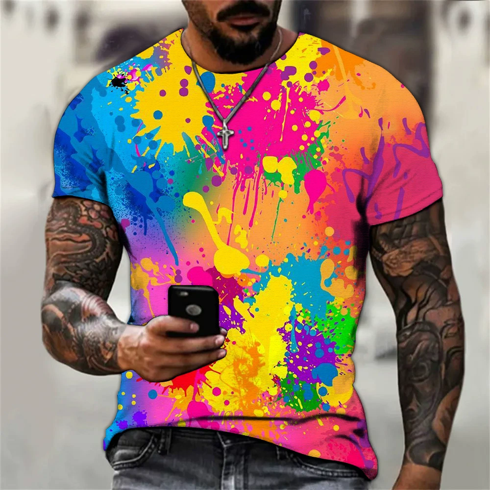 Мужская футболка с круглым вырезом AliExpress, Повседневная Свободная футболка с круглым вырезом и чернилами на Amazon, лето