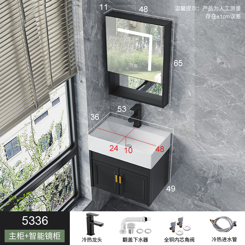 Pequeño espacio apartamento de aluminio gabinete de baño combinación integrada lavabo de cerámica mini lavabo baño lavabo combinación gabinete